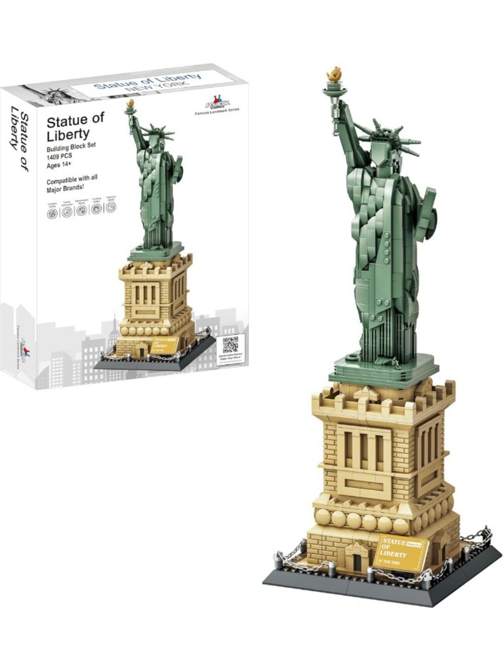 Statue of Liberty Building Block Set - 1,409 Pieces, NYC Landmark Model